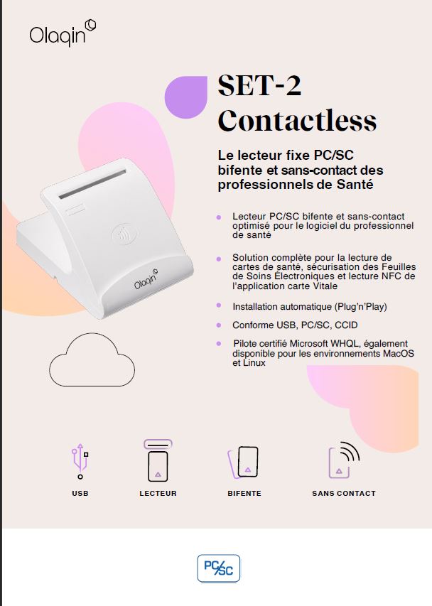 Lecteur vitale OLAQIN SET-2 ContactLess ( bifente et sans contact )