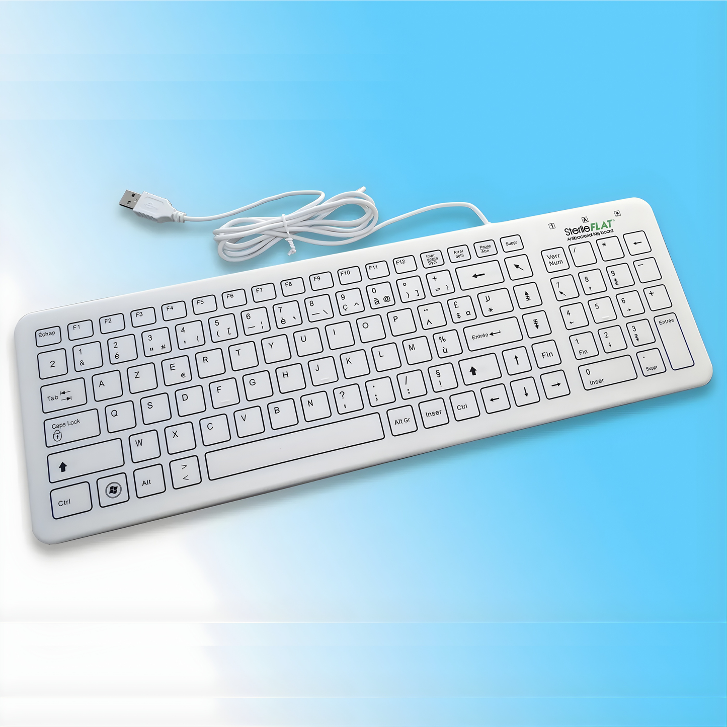 Clavier médical antibactérien filaire SterileFLAT